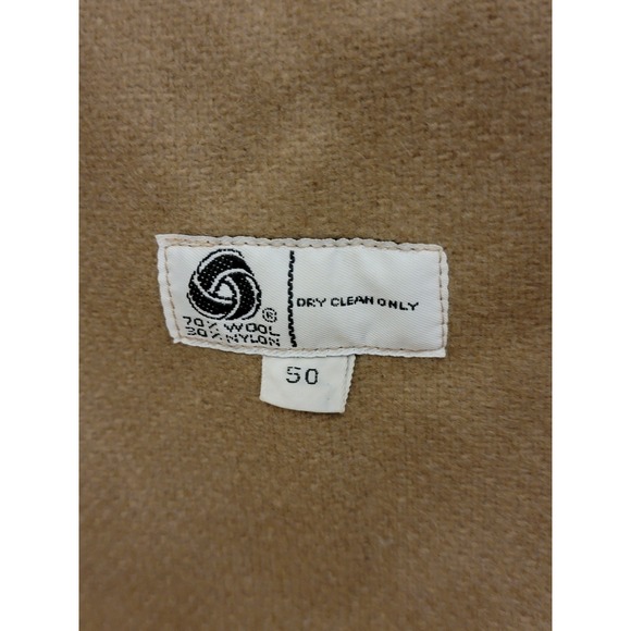 Vintage Misty Harbor Tan Long Double-Breasted  Trench Coat 50R - Picture 3 of 8